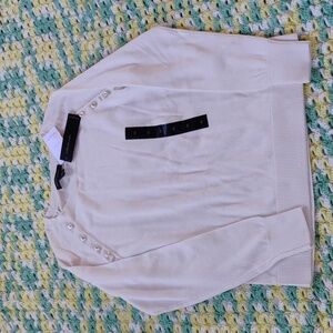 Elegant Cream Sweater with Pearl Accents